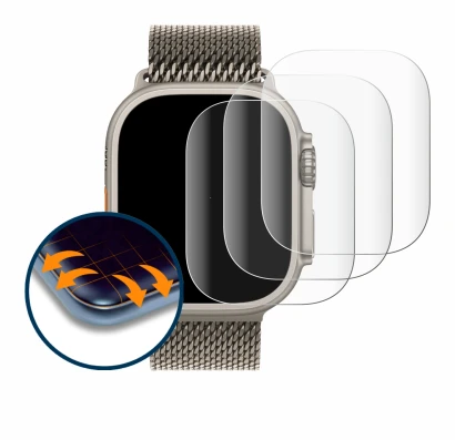 Immagine del dispositivo Apple Watch Ultra 3 con un'ampia varietà di protezioni per lo schermo.