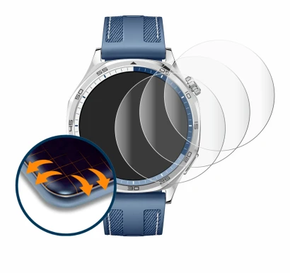 Immagine del dispositivo Huawei Watch GT 5 (46 mm) con un'ampia varietà di protezioni per lo schermo.