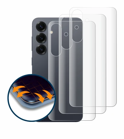 Immagine del dispositivo Samsung Galaxy S25 (Posteriore) con un'ampia varietà di protezioni per lo schermo.