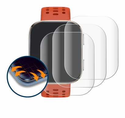 Immagine del dispositivo Huami Amazfit Bip 6 con un'ampia varietà di protezioni per lo schermo.
