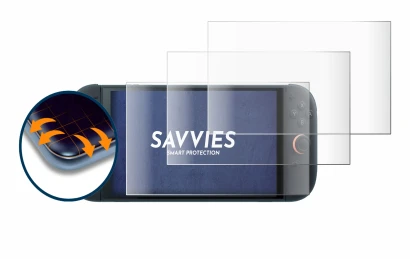 Immagine del dispositivo Nintendo Switch 2 con un'ampia varietà di protezioni per lo schermo.