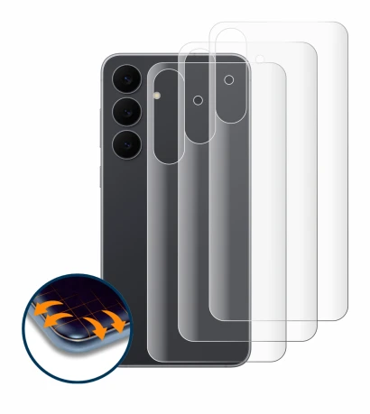 Immagine del dispositivo Samsung Galaxy S25 FE (Posteriore) con un'ampia varietà di protezioni per lo schermo.