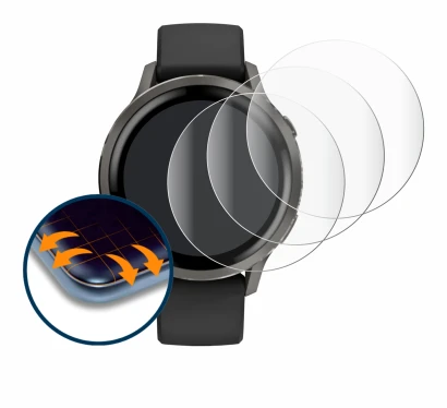 Immagine del dispositivo Garmin Venu 4 (41 mm) con un'ampia varietà di protezioni per lo schermo.