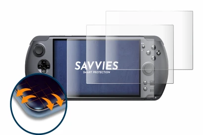 Immagine del dispositivo GPD Win 5 con un'ampia varietà di protezioni per lo schermo.