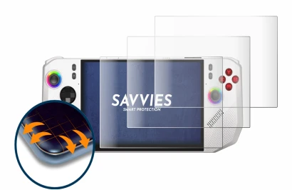 Immagine del dispositivo MSI Claw A8 BZ2EM con un'ampia varietà di protezioni per lo schermo.