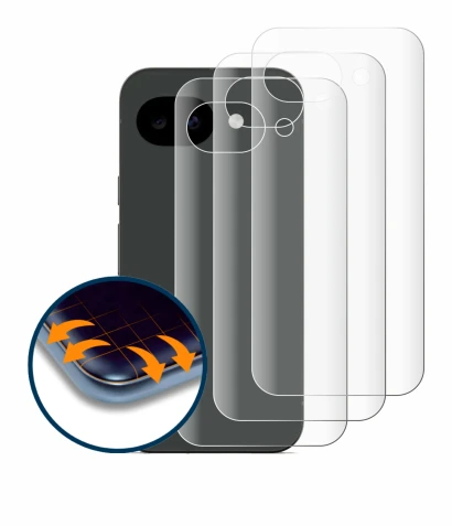 Immagine del dispositivo Google Pixel 10a (Posteriore) con un'ampia varietà di protezioni per lo schermo.