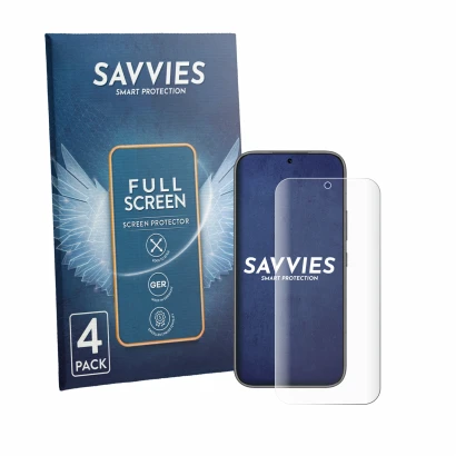 Parte frontale di una confezione del prodotto con il logo del marchio Savvies. Accanto è raffigurato il dispositivo Honor 600 