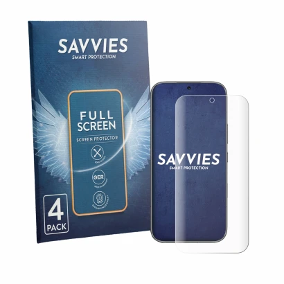 Parte frontale di una confezione del prodotto con il logo del marchio Savvies. Accanto è raffigurato il dispositivo Honor 600 