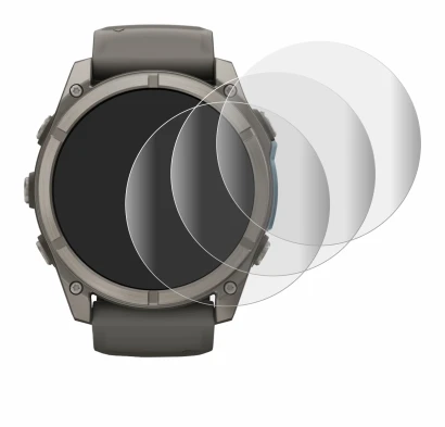 Immagine del dispositivo Garmin Fenix 9 (51 mm) con un'ampia varietà di protezioni per lo schermo.