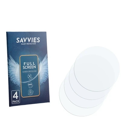 Parte frontale di una confezione del prodotto con il logo del marchio Savvies. Accanto si trova la protezione per lo schermo c