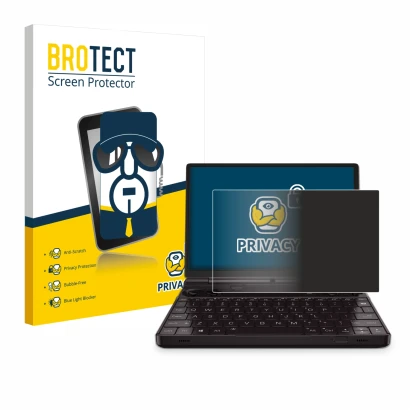 Parte frontale di una confezione del prodotto con il logo del marchio BROTECT. Accanto è raffigurato il dispositivo GPD Win Ma