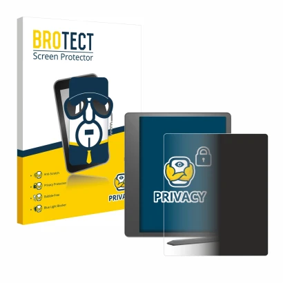 Parte frontale di una confezione del prodotto con il logo del marchio BROTECT. Accanto è raffigurato il dispositivo Amazon Kin