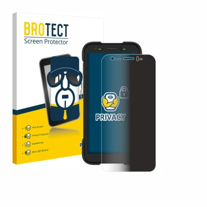 Parte frontale di una confezione del prodotto con il logo del marchio BROTECT. Accanto è raffigurato il dispositivo Zebra TC70