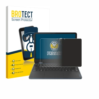 Parte frontale di una confezione del prodotto con il logo del marchio BROTECT. Accanto è raffigurato il dispositivo Lenovo 500