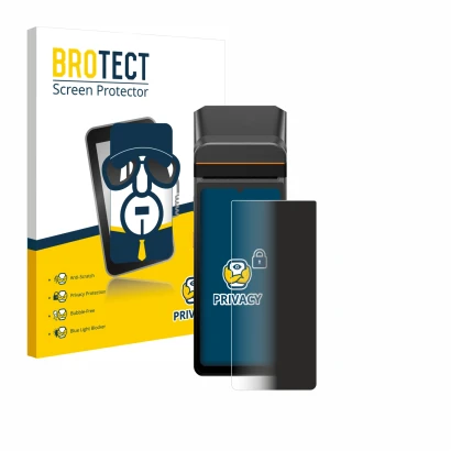 Parte frontale di una confezione del prodotto con il logo del marchio BROTECT. Accanto è raffigurato il dispositivo Sunmi V3 A