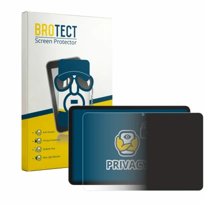 Parte frontale di una confezione del prodotto con il logo del marchio BROTECT. Accanto è raffigurato il dispositivo Tecno MEGA
