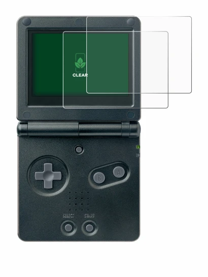 Immagine del dispositivo Nintendo Gameboy Advance GBA SP con un'ampia varietà di protezioni per lo schermo.