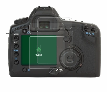Immagine del dispositivo Canon EOS 5D con un'ampia varietà di protezioni per lo schermo.