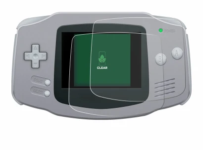 Immagine del dispositivo Nintendo Gameboy Advance GBA con un'ampia varietà di protezioni per lo schermo.