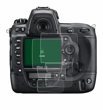 Immagine del dispositivo Nikon D3S con un'ampia varietà di protezioni per lo schermo.