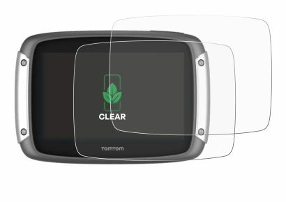 Immagine del dispositivo TomTom Rider 400 con un'ampia varietà di protezioni per lo schermo.