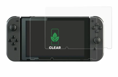 Immagine del dispositivo Nintendo Switch con un'ampia varietà di protezioni per lo schermo.