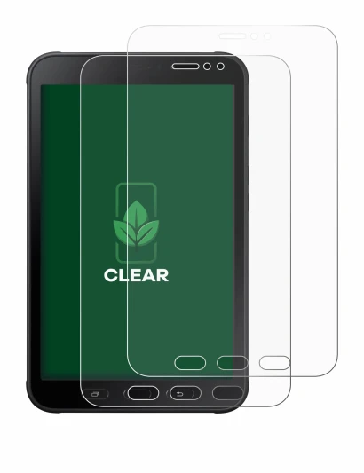 Immagine del dispositivo Samsung Galaxy Tab Active 2 con un'ampia varietà di protezioni per lo schermo.