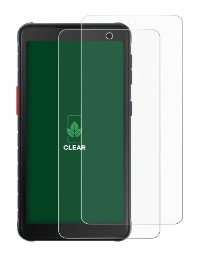 Immagine del dispositivo Samsung Galaxy XCover 5 con un'ampia varietà di protezioni per lo schermo.