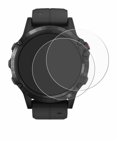 Immagine del dispositivo Garmin Fenix 5 Plus (47 mm) con un'ampia varietà di protezioni per lo schermo.