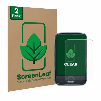 Parte frontale di una confezione del prodotto con il logo del marchio ScreenLeaf. Accanto è raffigurato il dispositivo Dexcom 