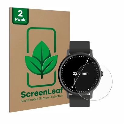 Parte frontale di una confezione del prodotto con il logo del marchio ScreenLeaf. Accanto è raffigurato il dispositivo Circola