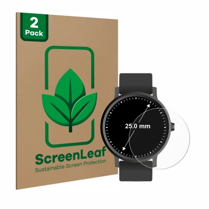 Parte frontale di una confezione del prodotto con il logo del marchio ScreenLeaf. Accanto è raffigurato il dispositivo Circola