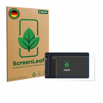Parte frontale di una confezione del prodotto con il logo del marchio ScreenLeaf. Accanto è raffigurato il dispositivo SmallHD