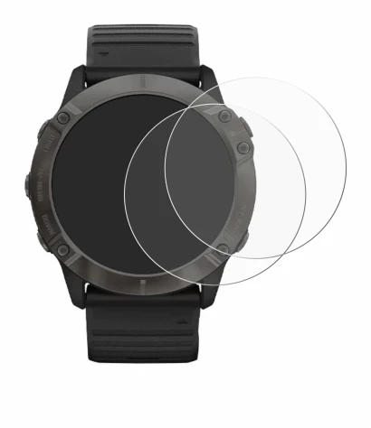 Immagine del dispositivo Garmin Fenix 6X Pro con un'ampia varietà di protezioni per lo schermo.