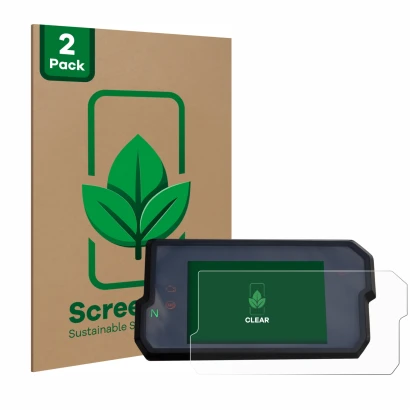 Parte frontale di una confezione del prodotto con il logo del marchio ScreenLeaf. Accanto è raffigurato il dispositivo KTM 125