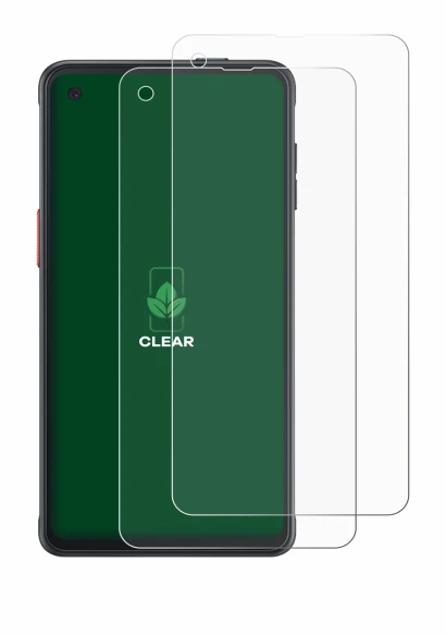 Immagine del dispositivo Samsung Galaxy XCover Pro con un'ampia varietà di protezioni per lo schermo.