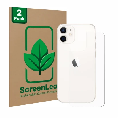 Parte frontale di una confezione del prodotto con il logo del marchio ScreenLeaf. Accanto è raffigurato il dispositivo Apple i