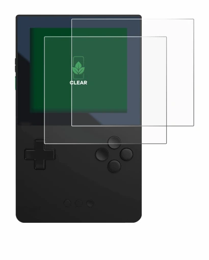 Immagine del dispositivo Analogue Pocket con un'ampia varietà di protezioni per lo schermo.