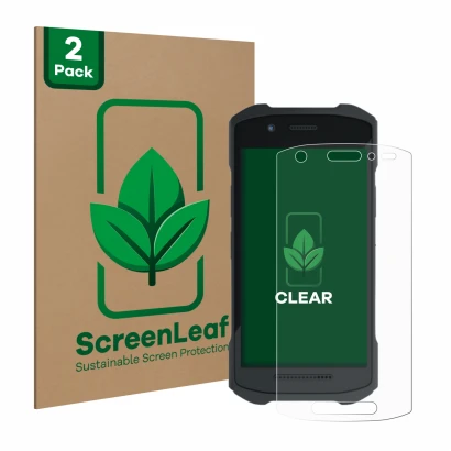 Parte frontale di una confezione del prodotto con il logo del marchio ScreenLeaf. Accanto è raffigurato il dispositivo Zebra T