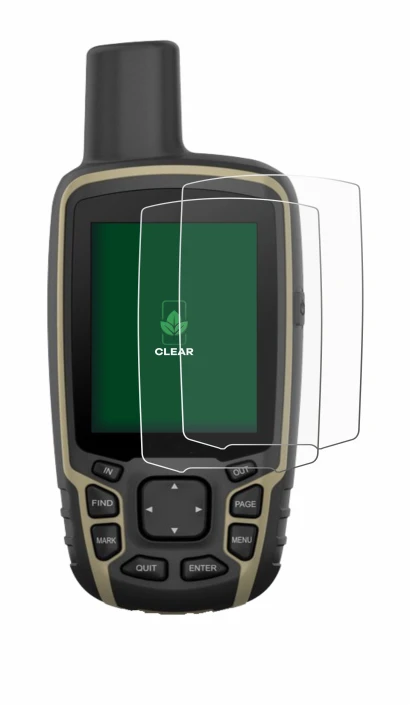 Immagine del dispositivo Garmin GPSMAP 65s con un'ampia varietà di protezioni per lo schermo.