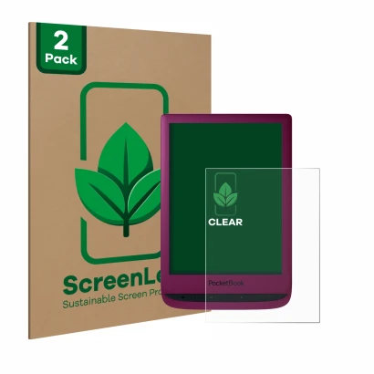 Parte frontale di una confezione del prodotto con il logo del marchio ScreenLeaf. Accanto è raffigurato il dispositivo PocketB