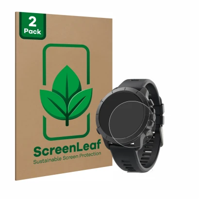Parte frontale di una confezione del prodotto con il logo del marchio ScreenLeaf. Accanto è raffigurato il dispositivo Wahoo E