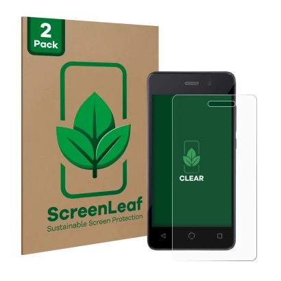 Parte frontale di una confezione del prodotto con il logo del marchio ScreenLeaf. Accanto è raffigurato il dispositivo Omnipod