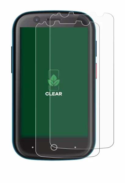 Immagine del dispositivo Unihertz Jelly 2 con un'ampia varietà di protezioni per lo schermo.
