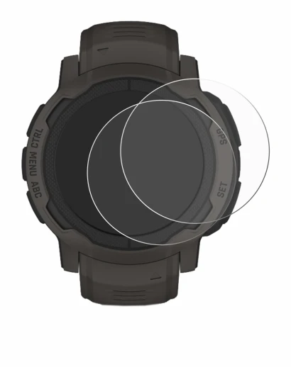 Immagine del dispositivo Garmin Instinct 2 con un'ampia varietà di protezioni per lo schermo.