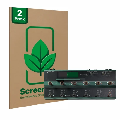 Parte frontale di una confezione del prodotto con il logo del marchio ScreenLeaf. Accanto è raffigurato il dispositivo Kemper 