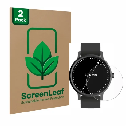 Parte frontale di una confezione del prodotto con il logo del marchio ScreenLeaf. Accanto è raffigurato il dispositivo Circola