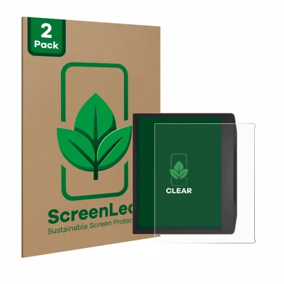 Parte frontale di una confezione del prodotto con il logo del marchio ScreenLeaf. Accanto è raffigurato il dispositivo PocketB
