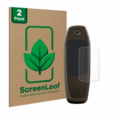 Parte frontale di una confezione del prodotto con il logo del marchio ScreenLeaf. Accanto è raffigurato il dispositivo Special