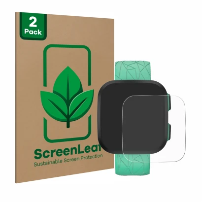 Parte frontale di una confezione del prodotto con il logo del marchio ScreenLeaf. Accanto è raffigurato il dispositivo Garmin 